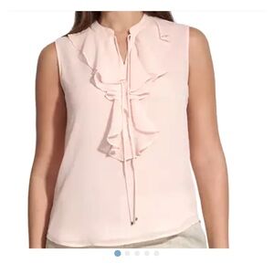 White Tommy Hilfiger Sleeveless Ruffle Blouse